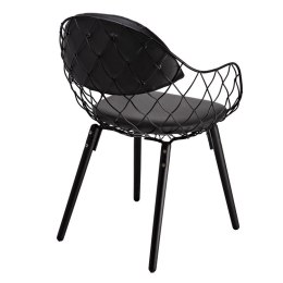-15% Krzesło DEMON czarne - metal, ekoskóra, podstawa drewniana