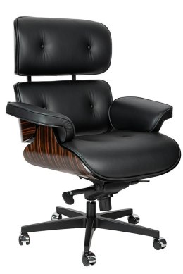 -15% Fotel biurowy LOUNGE GUBERNATOR czarny - heban, skóra naturalna, podstawa czarna