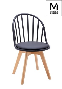 -15% MODESTO krzesło ALBERT czarne - polipropylen, ekoskóra, drewno bukowe