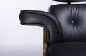 -15% Fotel LOUNGE czarny / orzech - skóra naturalna