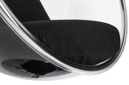-15% Fotel BUBBLE STAND poduszka czarna - podstawa chrom, korpus akryl, poduszka wełna