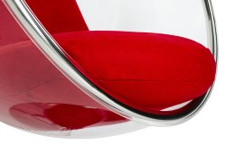 -15% KOD -5% | Fotel wiszący BUBBLE poduszka czerwona - korpus akryl, poduszka wełna