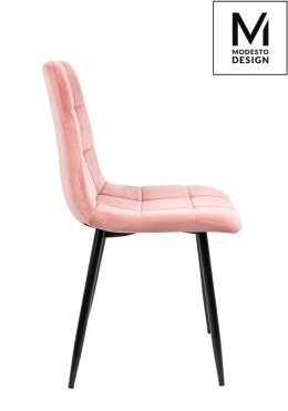 -15% MODESTO krzesło CARLO pudrowy róż - welur, metal