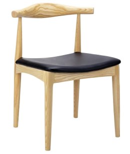 -15% Krzesło ELBOW naturalne - drewno jesion, ekoskóra czarna