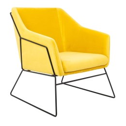 -15% Fotel EMMA VELVET żółty welur - podstawa metal czarna