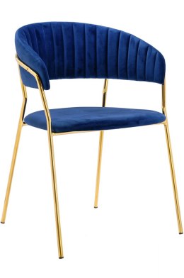 -15% Krzesło MARGO ciemny niebieski - welur, podstawa złota