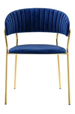 -15% Krzesło MARGO ciemny niebieski - welur, podstawa złota