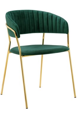 -15% Krzesło MARGO ciemny zielony - welur, podstawa złota