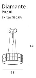 MAXLIGHT P0236 LAMPA WISZĄCA DIAMANTE MAŁA 38 cm