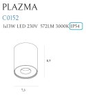 MAXLIGHT C0152 PLAZMA PLAFON BIAŁY IP54