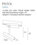 MAXLIGHT S0006 LAMPA DO SZYNOPRZEWODU PISTOL CZARNY 12W LED