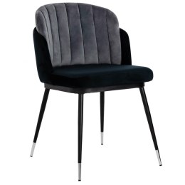 KOD -5% | Krzesło MARCEL czarno szare - welur, podstawa czarno-srebrna