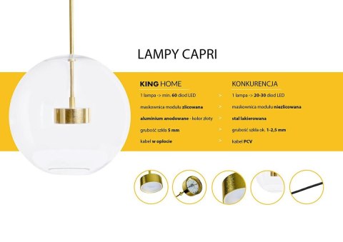 Lampa wisząca CAPRI DISC 3 złota - 180 LED, aluminium, szkło Lampa wisząca CAPRI DISC 3 złota - 180 LED, aluminium, szkło