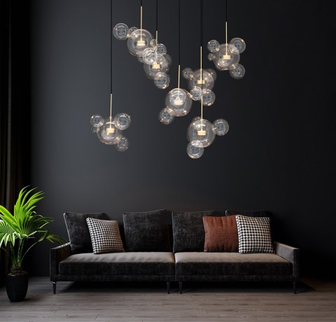Lampa wisząca CAPRI LINE 7 złota - 420 LED, aluminium, szkło Lampa wisząca CAPRI LINE 7 złota - 420 LED, aluminium, szkło