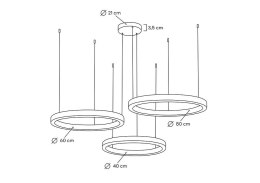 -15% Lampa wisząca RING 40 + 60 + 80 złota na jednej podsufitce