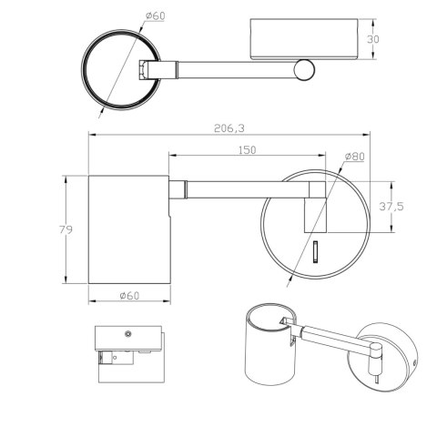 Snow z wysięgnikiem czarny