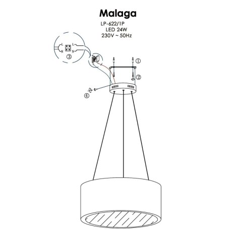 Malaga lampa wisząca biała LP-622/1P WH