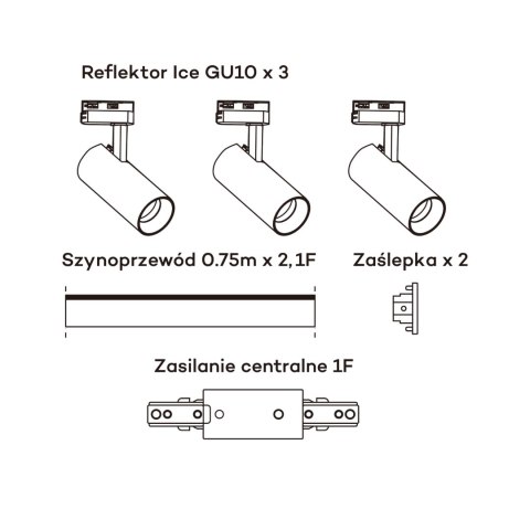 Ice SET 1F szynoprzewód biały LP-732 3W WH SET