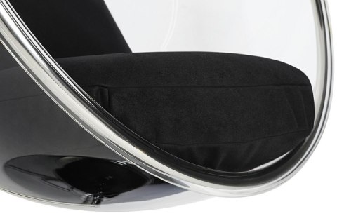 Fotel BUBBLE STAND poduszka czarna - podstawa chrom, korpus akryl, poduszka wełna Fotel BUBBLE STAND poduszka czarna - podstawa chrom, korpus akryl, poduszka wełna