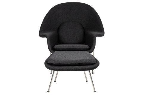 -15% RABAT -10% | Fotel COZY z podnóżkiem, grafitowy szary .4- wełna kaszmirowa, stal polerowana -15% RABAT -10% | Fotel COZY z podnóżkiem, grafitowy szary .4- wełna kaszmirowa, stal polerowana