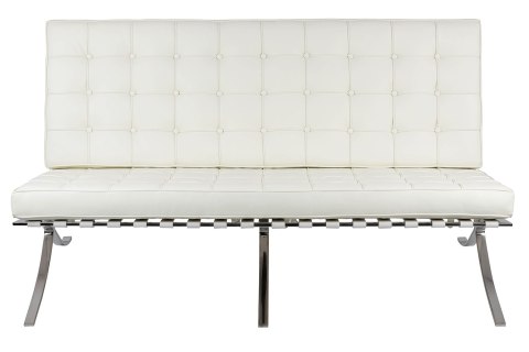 -15% Sofa dwuosobowa BARCELONA PRESTIGE PLUS biała - włoska skóra naturalna, stal -15% Sofa dwuosobowa BARCELONA PRESTIGE PLUS biała - włoska skóra naturalna, stal