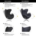 KOD -5% | Fotel EGG CLASSIC VELVET granatowy - welur, podstawa aluminiowa