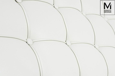 -15% KOD -5% | MODESTO fotel BARCELON biały - ekoskóra, stal polerowana